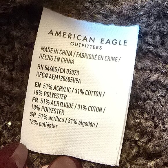 AMERICAN EAGLE Brown Cropped V-Neck Cardigan Sweater sz S - Picture 7 of 7